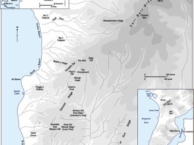 A map image of the landing of Gallipoli